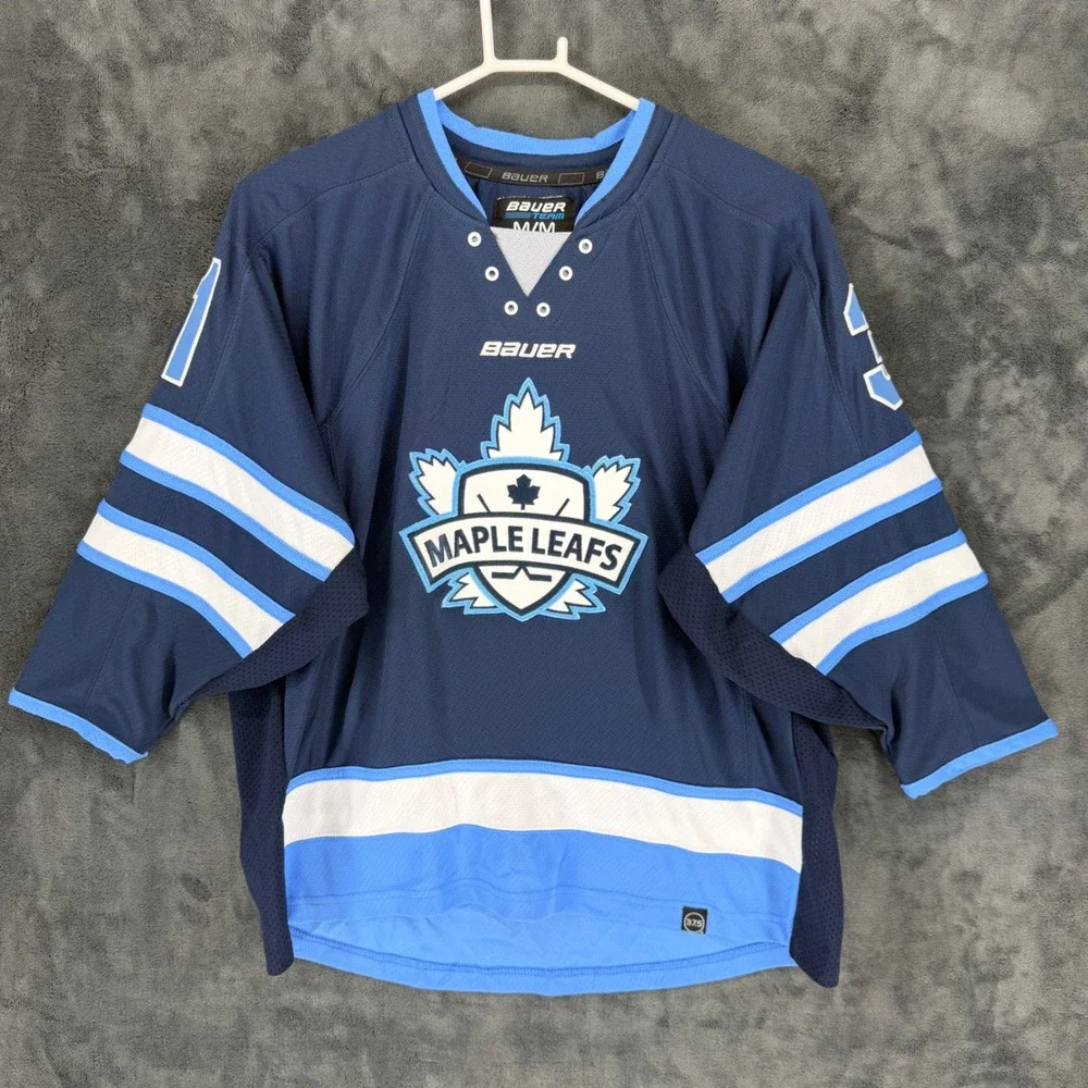 Bauer Team Hockey Jersey Youth‎ Medium Navy Blue Maple Leafs Johnson 31 09J-29H